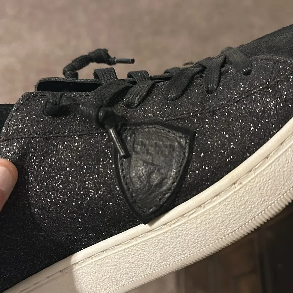 Philippe Model Women's Black Glitter/Suede Sneakers